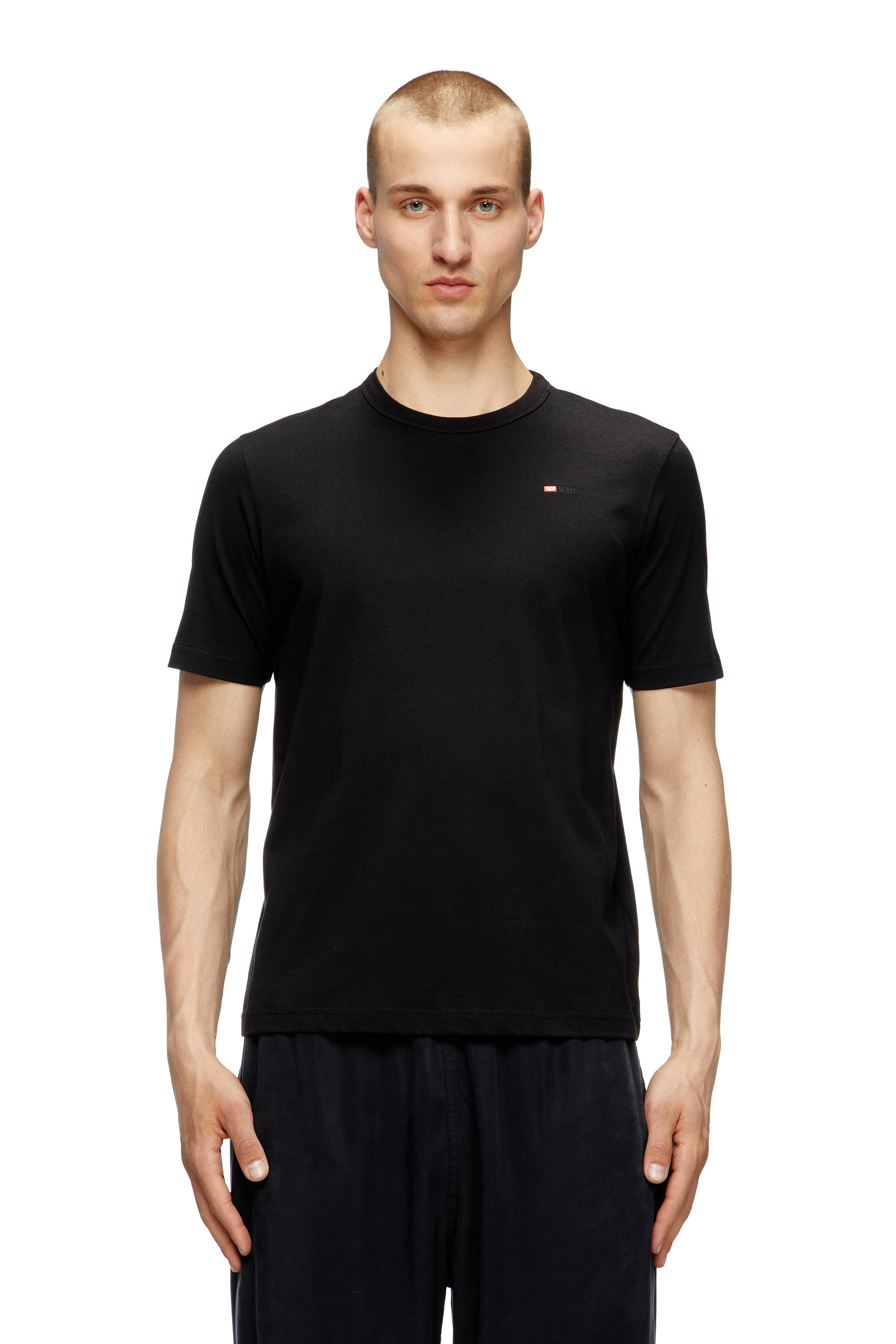 Diesel - T-ADJUST-MICRODIV, Unisex's T-shirt with micro-embroidered logo in Black - 2